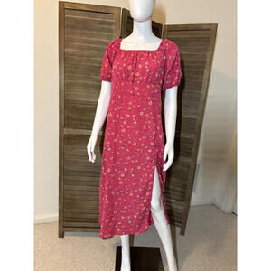 Pink Floral Plus-Size Midi Dress